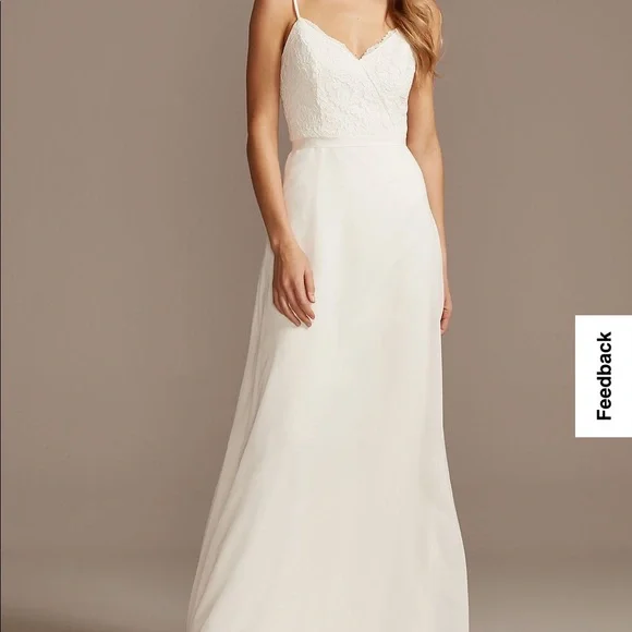 David's Bridal | Dresses | Davids Bridal White Long Lace Dress | Poshmark
